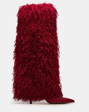 NIB Steve Madden Icon Faux Fur Knee High Boot Red US 6